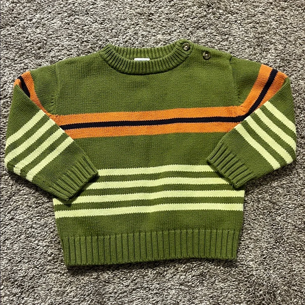Vintage Gymboree Green Striped Knit Crewneck‎ Sweater 2T